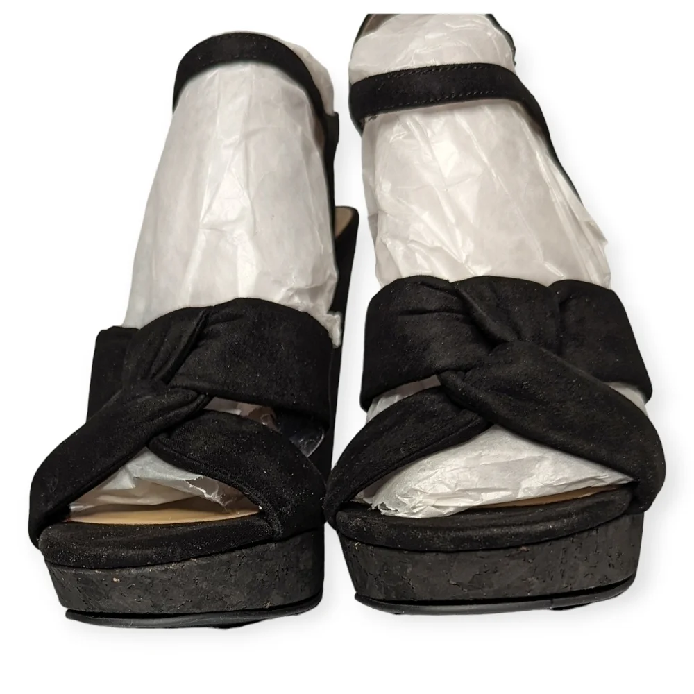G.I.L.I Sandals Kahlie Printed Padded Insole Wedge Heels Women's Black Size 6M